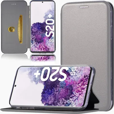 Produktbild von Handy Schutz Hülle für Samsung Galaxy S20 Plus Handytasche mit Magnetdeckel Kartenfach und Standfunktion Klapphülle Grau