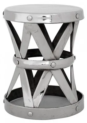 Produktbild von Casa Padrino Designer Luxus Beistelltisch / Sitzhocker Silber Höhe 53cm, Durchmesser 44cm - Edelstahl Hocker - Nickel Finish