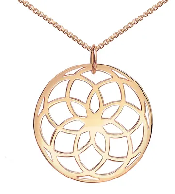 Immagine prodotto di MATERIA Collana "Fiore della vita" in oro rosa con ciondolo mandala in argento 925 placcato oro, Ø 32 mm, KA-278-Rose
