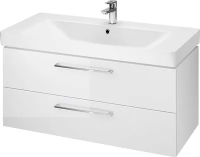 Produktbild von BADLAND Badmöbel Set Badezimmerschrank mit Keramikwaschbecken, 2-Schubladen LARA MILLE 100 Weiß