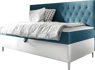 Produktbild von MIRJAN24 Boxspringbett Filip Junior 2 100x200, Einzelbett mit Bonellfederkern, Härtegrad - H3 (Farbe: Soft 017 + Fresh 34)