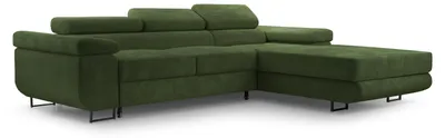 Produktbild von Masseno Ecksofa GIULIO mit Schlaffunktion L-Form, Sofa mit Bettkasten, Wohnzimmersofa, Couch, Soffa, Bettsofa, Couchgarnitur- Grün, POSO 14