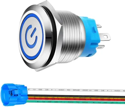 Obrázek produktu pro Tlačítkový spínač Gebildet 22 mm z nerezové oceli s LED diodou