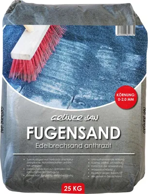 Image de GJ Fugensand anthracite 0-2,0 mm 25KG - 36 sacs de sable concassé noble pour joints de pavés et pierres naturelles, durable, indéformable et résistant aux intempéries