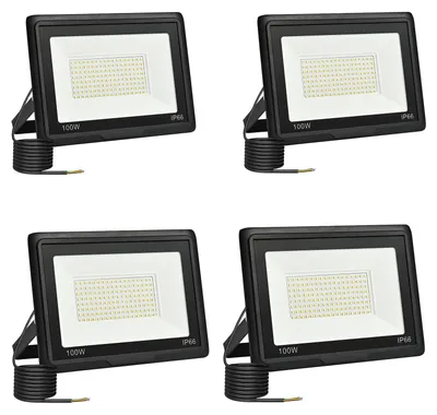 LED-Außenstrahler 4er-Pack, 100 W, 10.000 lm, IP66, kaltweiß