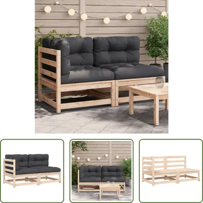 Produktbild von The Living Store Gartensofa mit Kissen 2-Sitzer Massivholz Kiefer