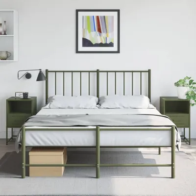 Obrázok produktu pre vidaXL Nočné stolíky 2 ks. Olivovo zelená 36x39x60,5 cm oceľ
