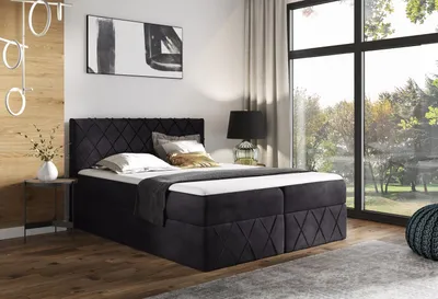 Obrázek produktu pro Manželská postel 200x200 PEREZ LUX - černá + topper