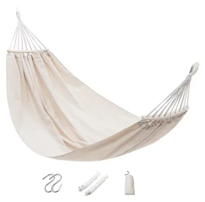 Obrázek produktu pro – Houpací síť pro 2 osoby, 150 x 270 cm – směs bavlny a polyesteru 300 g/m² – Maximální nosnost 200 kg – Zavěšení pomocí lan nebo háků