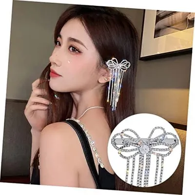 Produktbild von 2 Stück Strass-Haarspangen für Damen, mehrlagige Schleifen-Haarclips mit funkelnden Strasssteinen als Haarschmuck für Hochzeiten und Partys