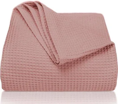 Productafbeelding van Famanu sprei, 150 x 200 cm - Wafelstructuur, 100% katoen - Lichte zomerdeken in oudroze