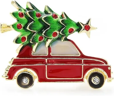 Produktbild von 1 Stück Weihnachtsbrosche Emaille Auto Weihnachtsbaum Brosche Weihnachten Urlaub Party Feier Schmuck Zubehör