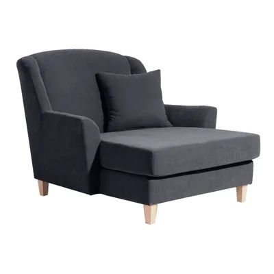 Produktbild von Max Winzer Big-Sessel inkl. 1x Zierkissen 55x55cm Judith - Velourstoff anthrazit - Maße: 136 x 142 x 107 cm