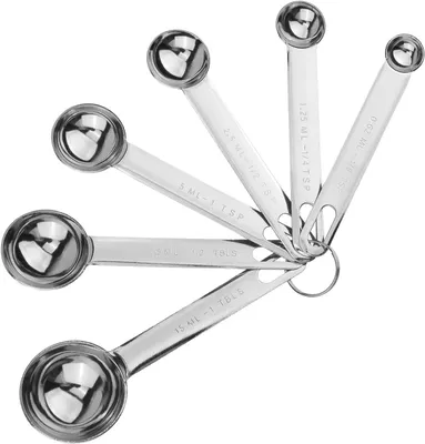 Imagen del producto de Juego de cucharas medidoras de acero inoxidable, de 6 piezas, con medidas desde 1/8 de cucharada hasta 1 cucharada, para la cocina