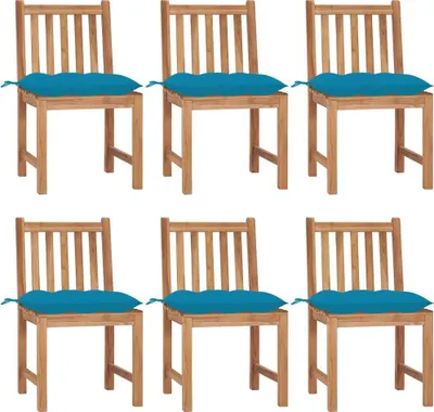 Produktbild von Gartenstühle 6 Stk. mit Kissen Massivholz Teak
