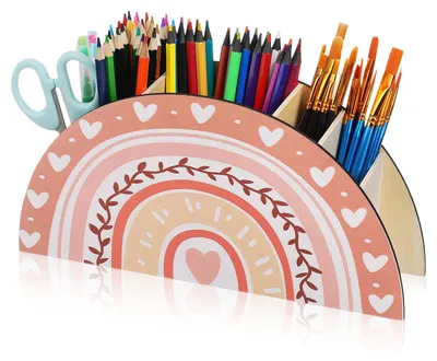 Produktbild von Schreibtisch-Organizer aus Holz, niedlicher Stiftehalter für Kinder, multifunktionale Stiftebox, Stauraum für Bastelmaterialien und Schreibutensilien, ideal für Kinderzimmer und Büros.