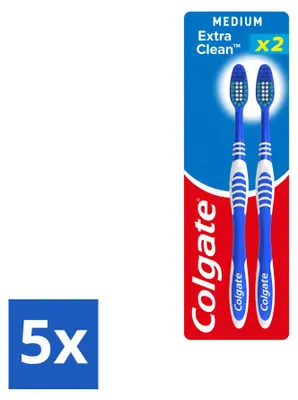 Image de 5 brosses à dents Colgate Extra Clean - Tête moyenne - Pack économique - 5 pièces