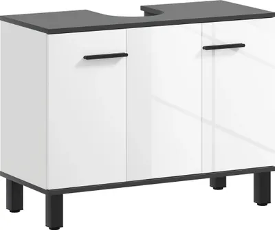 Obrázek produktu pro Koupelnová skříňka / toaletní stolek - volně stojící - 2 dvířka - nastavitelné police - 80 x 34 x 60 cm - bílá