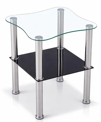 Produktbild von HOOZ Beistelltisch 40x40cm mit schwarzer Ablage - abgerundet