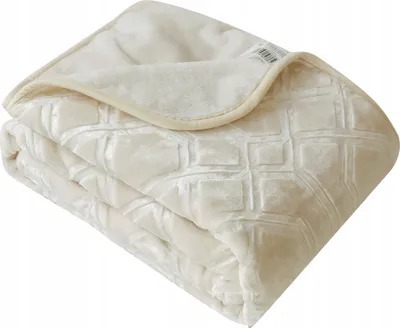 Produktbild von Akryl Decke 160x200 cm in Ecru mit geometrischem Relief, hypoallergen und atmungsaktiv - Perfekt für jede Jahreszeit