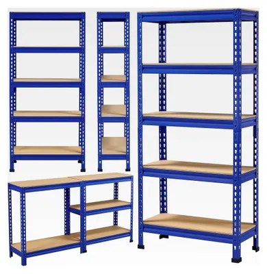 Produktbild von Eckregale mit 5 Böden, Metall-Lagerregale, belastbar bis 750 KG, Kellerregal, Steckregal, Regalsystem, 70 x 30 x 150 cm/Blau