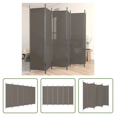 Image de The Living Store 6-pc. Paravent Anthracite 300x200 cm tissu