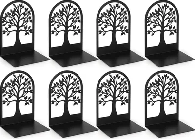 Produktbild von 4 Paar Buchstützen aus Metall, Buchhalter, Buchaufbewahrungsblöcke für Bücherregale, Buchpressen für Zuhause, Büro, Schulen – Schwarz