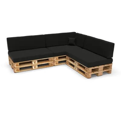 Immagine prodotto di POKAR Cuscini per pallet Cuscini per pallet con rivestimento sfoderabile Divano per pallet, Dimensioni:Set di 8, Colore:Nero