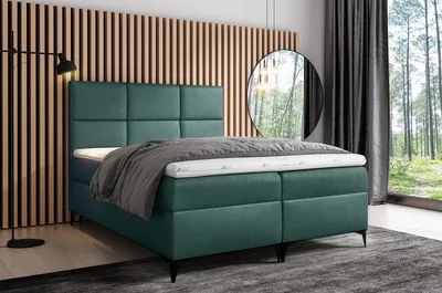Obrázok produktu pre Dizajnová čalúnená posteľ Fiza s úložným priestororm zelená 180 x 200 + topper zdarma