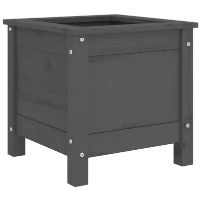 Image de Jardinière gris 40x40x39 cm bois massif de pin