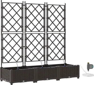 Image de Cache-pot de jardin 3 pcs Marron 120 x 40 x 126 cm Plastique
