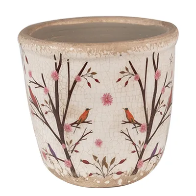 Produktbild von Clayre & Eef Blumentopf Ø 11x10 cm Beige Braun Keramik Zweigen