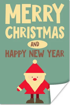 Produktbild von MuchoWow® Poster Illustration - Weihnachten - Weihnachtsmann - Zitate - Blau - Vintage 40x60 cm - Plakate für die Wand - Poster Babyzimmer