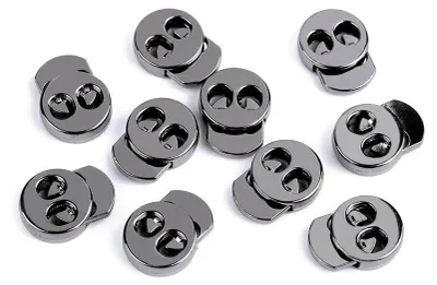Produktbild von 4 Stück Kordel-Stopper aus Metall Kordelklemmen für Bekleidung Taschen Variantenwahl, Farbe:Variante 2 | anthrazit, Größe:3.5 mm | 15 x 18 x 8 mm