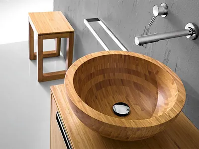Produktbild von LineaBeta ACQUAIO Aufsatzwaschbecken aus masivem Holz Ø 43cm, Bambus, 53694.03