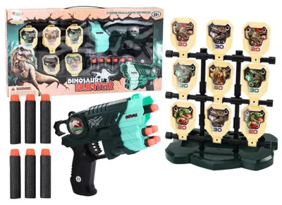 Immagine prodotto di Set pistola con bersaglio e dardi in schiuma "Dinosauri" - Verde