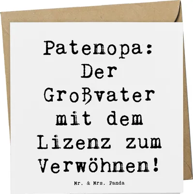 Produktbild von Mr. & Mrs. Panda Glückwunschkarte Spruch Patenopa Verwöhnung - Weiß - Geschenk, Taufpate, Geburtstage, Großvater, Patenschaft, Opa, faltkarte, Klappkarte, doppelkarte