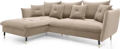 Produktbild von FURNLUX Ecksofa Glam Beige Und Schwarz Und Gold 258cm / Hauptfarbe: Beige / Abmessungen: 258 x 91 x 167 cm