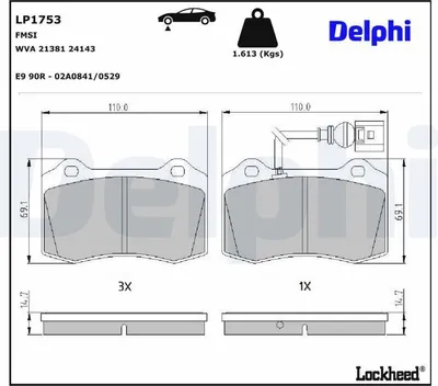 Produktbild von DELPHI Bremsbeläge Satz Vorne Bremsklötze für SEAT Ibiza III Schrägheck (6L) LP1753