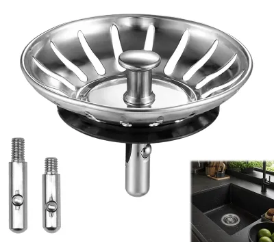 Productafbeelding van Wasbakstop - 3 stuks. RVS afvoersieb - Ø 80 mm