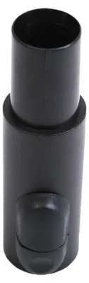 A black adapter for a vacuum cleaner hose.