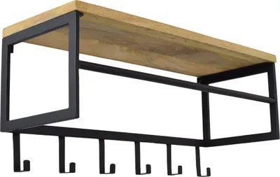 Produktbild von LOFT42 Garderobenständer Ivory - Holz - Metall - 6 Haken und Stange - 80x36x30