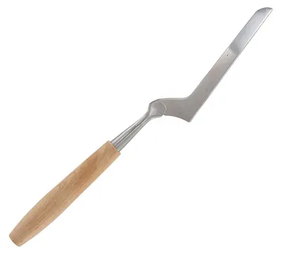 Käsemesser mit gebogener Klinge, Holzgriff, 25,5 cm, silber