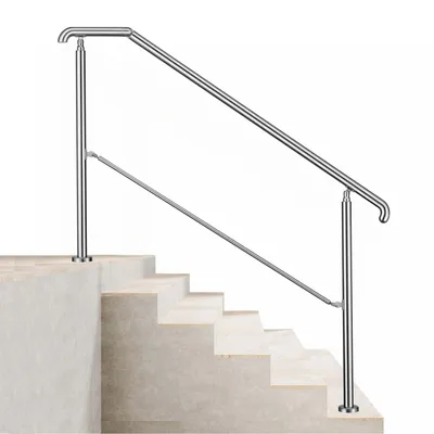 Produktbild von AICA 162x102cm Edelstahl-Treppengeländer, Eingangshandlauf, Verstellbar Geländer für 4-5 Stufen, Silber