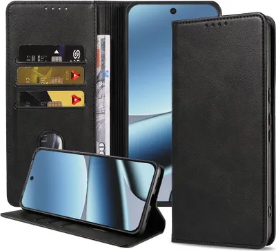 Image de Etui pour téléphone Google Pixel 10 Pro XL Etui en simili cuir avec fermeture magnétique et porte-cartes Etui avec rabat - Etui portefeuille avec porte-cartes - Noir - Smartphonica