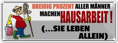 Produktbild von vianmo Blechschild 10x27 cm 30% aller Männer machen Hausarbeit