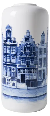Immagine prodotto di Heinen Delfts Blauw – Vaso cilindrico con decorazione "casette"