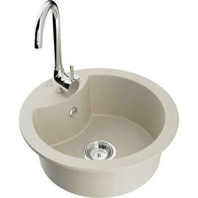 Obrázek produktu pro Mexen Diego 1-miskový granitový dřez s kuchyňskou baterií Telma, Béžová - 6512-69-670200-00