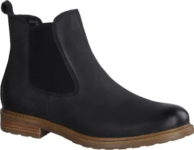 Produktbild von Tamaris 25056-021 Damen, Chelsea Boots, Leder, Black (Structur), Schlupfboots - Damenschuhe Modische Stiefelette / Boots, Schwarz, leder, absatzhöhe: 15 mm