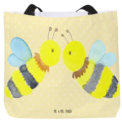 Produktbild von Mr. & Mrs. Panda Einkaufstasche Biene Liebe - Gelb Pastell - Geschenk, Strandtasche, Stoffbeutel, Tote Bag, Beutel, Laptoptasche, Tasche